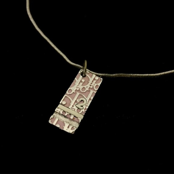 STUNNING! Christian Dior Trotter Silver Logo / Pink Necklace / Pendant - Picture 9 of 13